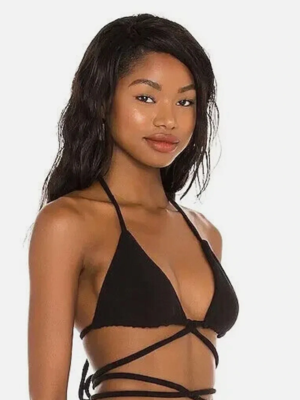 Frankie's Bikinis Black Tatum Triangle Wrap Bikini Top